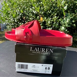 Lauren Ralph Lauren Red Ayden Slide Sandals Women’s Size 6 New with Box